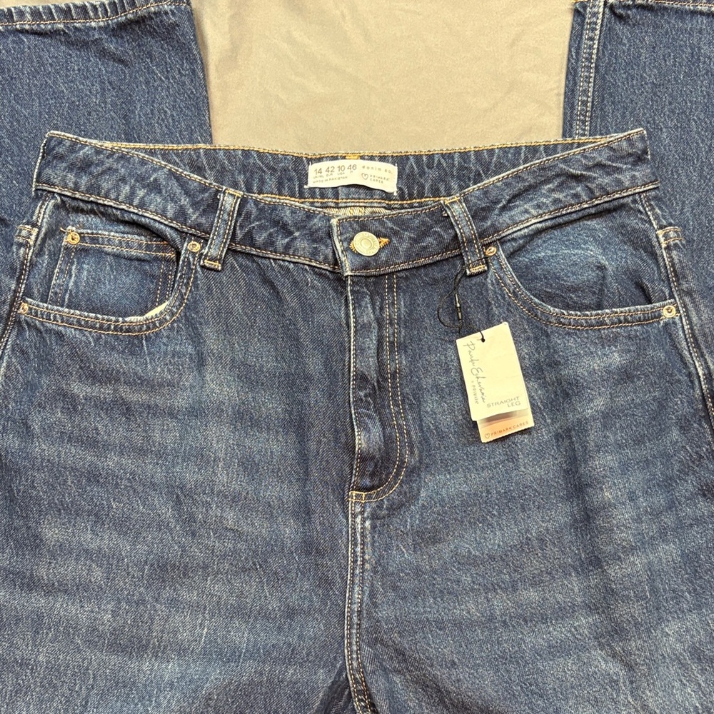 NWT Primark Denim Co. High‎ Waist Straight-Leg Dark Blue Jeans NWT